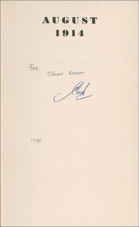 Lot #602 Alexander Solzhenitsyn: Solzhenitsyn signs his controversial novel on the birth of the USSR - Image 1