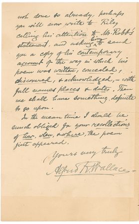 Lot #306 Alfred Wallace: Wallace continues his losing battle to prove genuine a bogus Poe poem - Image 3
