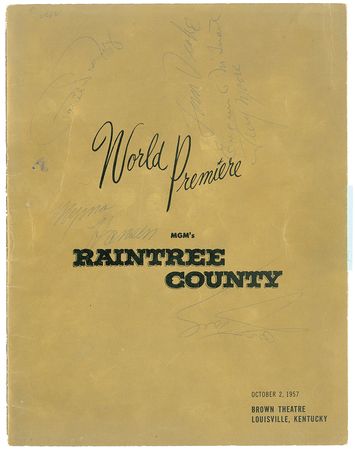 Lot #1043 Elizabeth Taylor: Taylor and her Raintree County cast sign at the premiere - Image 1