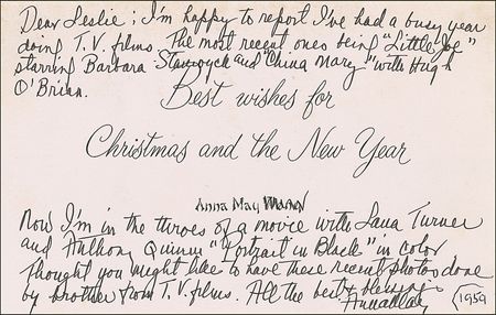 Lot #1068 Anna May Wong: Anna May drops some names from her busy 1959 - Image 1