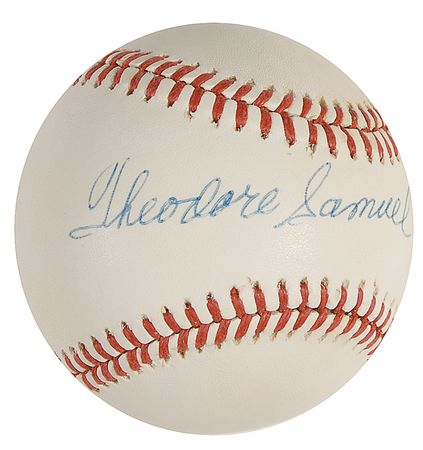 Lot #1372 Ted Williams: Scarce fully-signed Williams baseball - Image 1