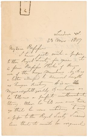 Lot #183 Michael Faraday: Faraday forwards “a perfect mathematical theory” - Image 1