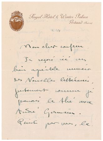 Lot #526 Colette Handwritten Letter Signed - Image 1