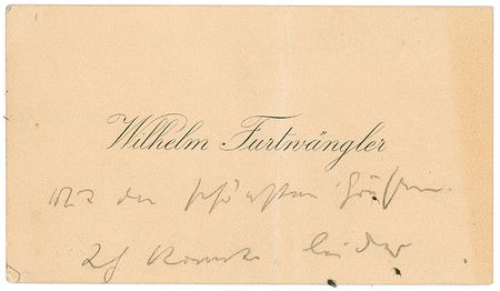 Lot #690 Wilhelm Furtwangler Calling Card - Image 1