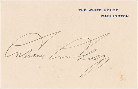 Lot #26 Calvin Coolidge White House Card