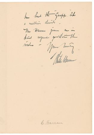 Lot #542 Childe Hassam Handwritten Letter Signed - Image 2