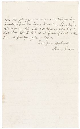 Lot #574 Thomas Moore: Moore finally sends his History of Ireland to press: “If it but tires its readers one tenth part as much as it has tired the writer of it, will deserve to shine in the annuls of Ennui” - Image 2