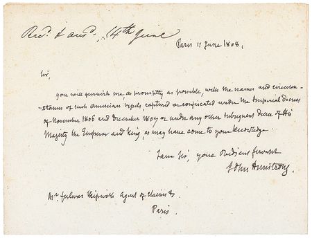 Lot #130 John Armstrong and Lord Palmerston: Thirty years in the making, the US and France settle long overdue restitution - Image 3