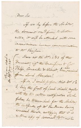 Lot #190 Albert Gallatin: The US and Canada debate boundary issues, still lingering since the Treaty of Paris ended the American Revolution - Image 1