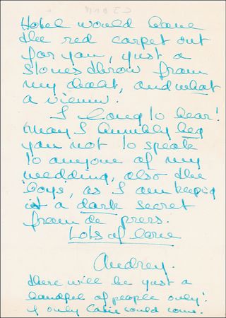 Lot #962 Audrey Hepburn: ?I am keeping it a dark secret from the press? - Image 4