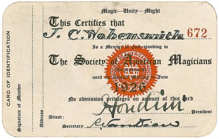 Lot #971 Harry Houdini: Houdini endorses the S.A.M. membership of a Philadelphia attorney - Image 1