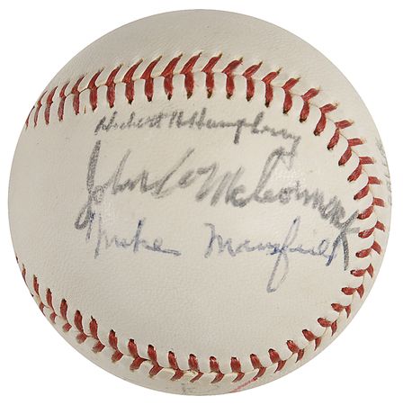 Lot #61 Lyndon B. Johnson: Signed ball thrown out by LBJ at the 1965 Washington Senators season opener, with accompanying signed photo inscribed to the White House photographer - Image 3