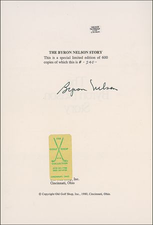 Lot #1315 Byron Nelson Book - Image 1