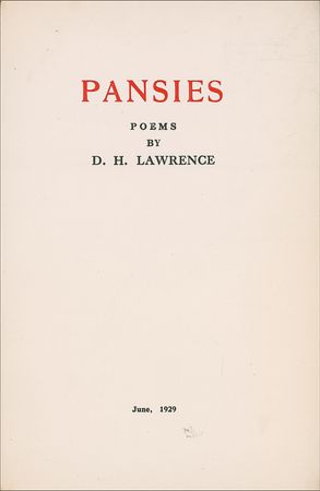 Lot #559 D. H. Lawrence: Lawrence signs a numbered private printing of Pansies - Image 2