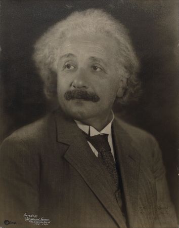 Lot #173 Albert Einstein: Staggering, oversized portrait, signed to the photographer during a visit to Cal Tech - Image 1