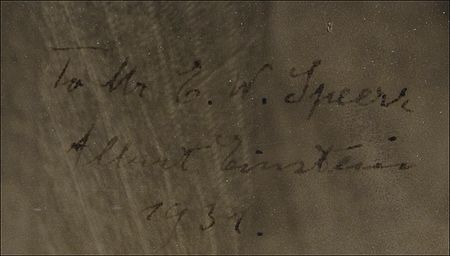 Lot #173 Albert Einstein: Staggering, oversized portrait, signed to the photographer during a visit to Cal Tech - Image 2