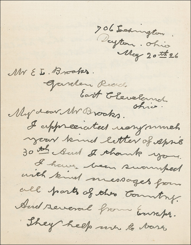 Lot 281 Annie Oakley: In a rare letter, the ailing sharpshooter faces her demise: “It is only lack of faith in our dear God that delays my recovery”