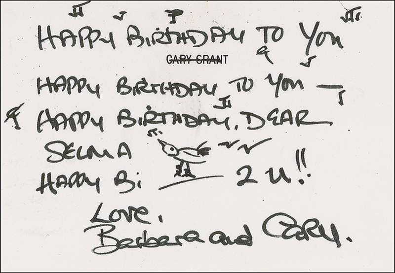 Lot 904 Cary Grant Signed Note