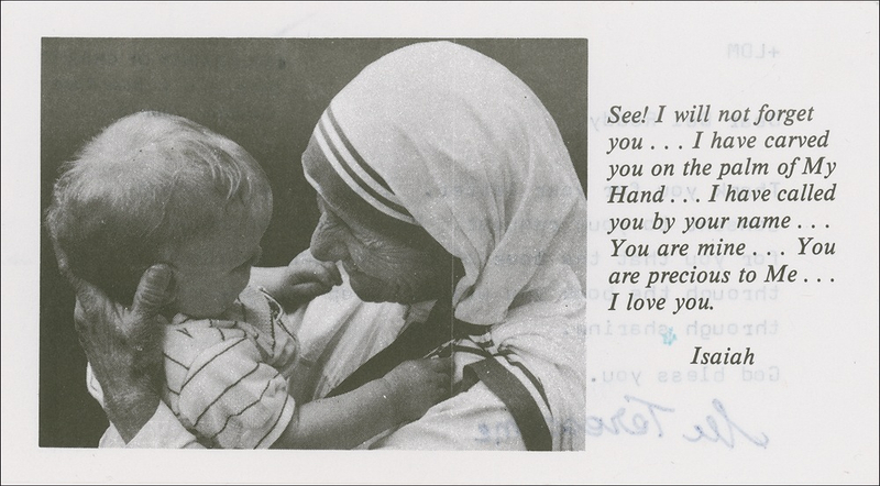 Lot 269 Mother Teresa Typed Letter Signed