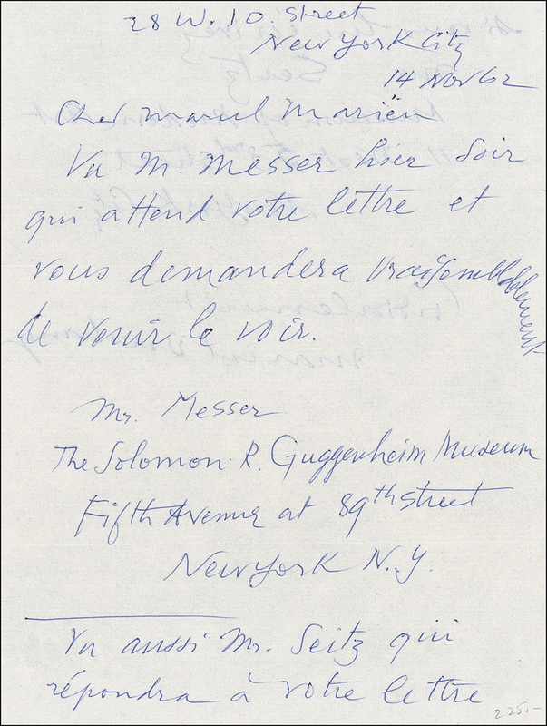 Lot 564 Marcel Duchamp Handwritten Letter Signed