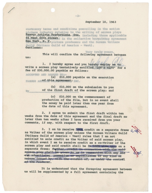 Lot 819 Woody Allen: Allen agrees to write his first screenplay, What?s New Pussycat?