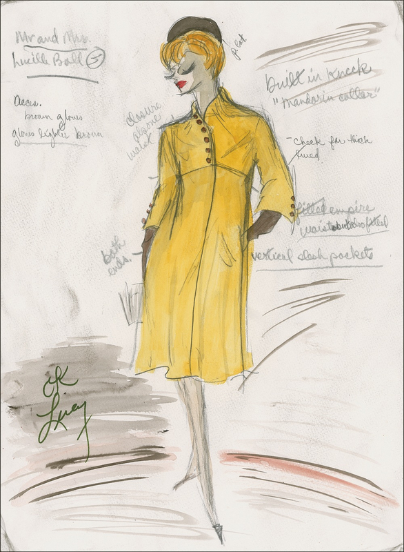 Lot 828 Lucille Ball and Edith Head: Original Edith Head costume sketch for Lucy