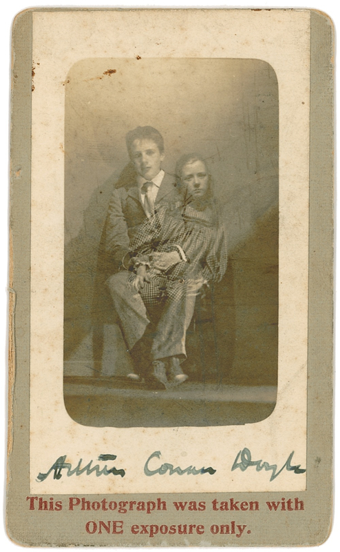 Lot 561 Arthur Conan Doyle: Doyle signs a ghostly portrait, ?taken with ONE exposure only?