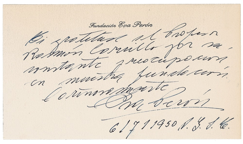 Lot 291 Eva Perón Handwritten Letter Signed