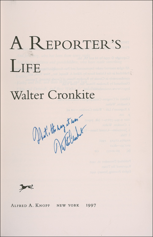 Lot 865 Walter Cronkite Book