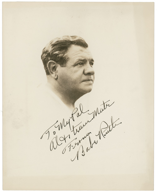 Lot 1222 Babe Ruth: Ruth boldly signs for a “pal…& team mate”