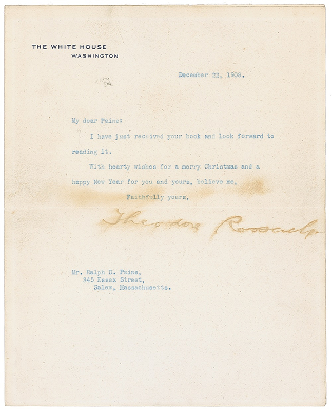 Lot 104 Theodore Roosevelt Typed Letter Signed