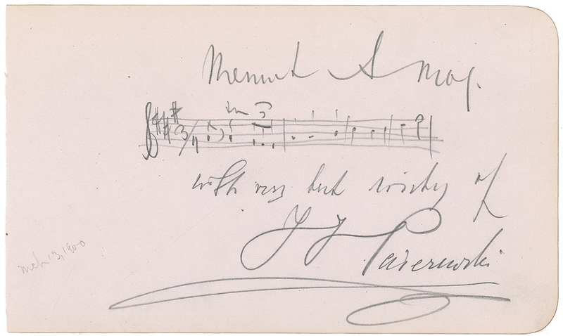 Lot 706 Ignace J. Paderewski Signed Musical Quote