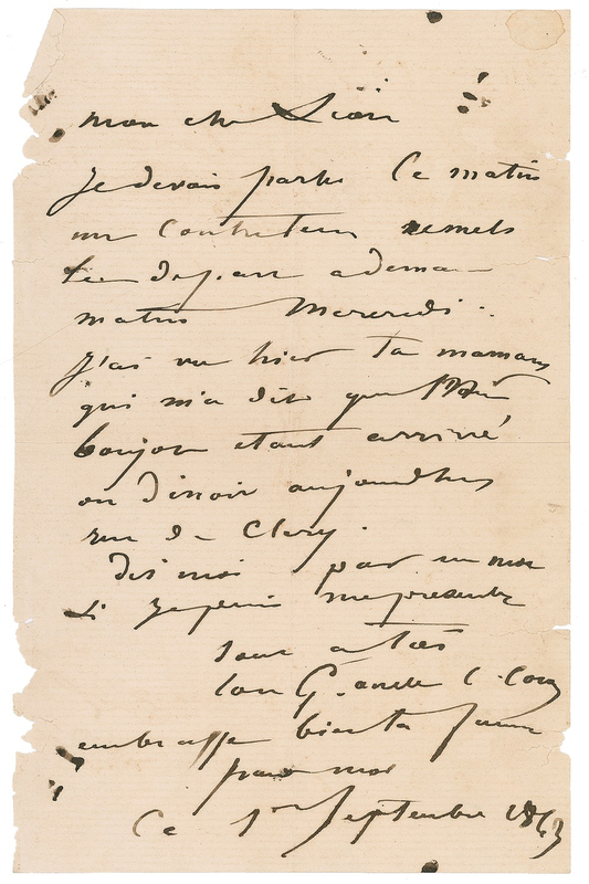 Lot 556 Camille Corot Handwritten Letter Signed