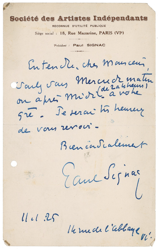 Lot 633 Paul Signac: Signac arranges a visit