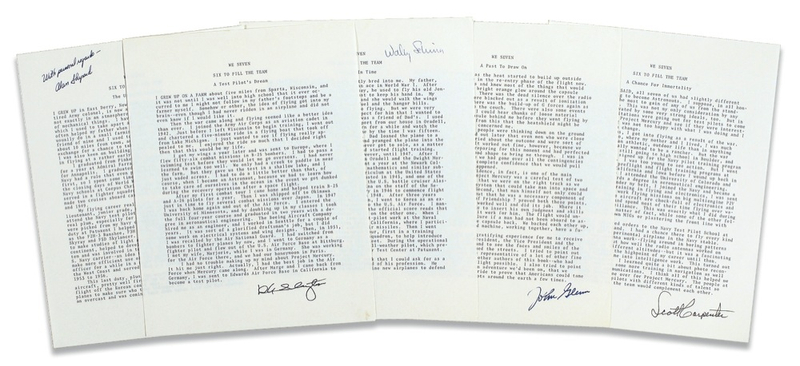 Lot 494 Mercury Astronauts: Mercury astronauts sign their stories