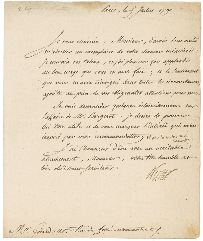 Lot 274 Jacques Necker Signed Letter