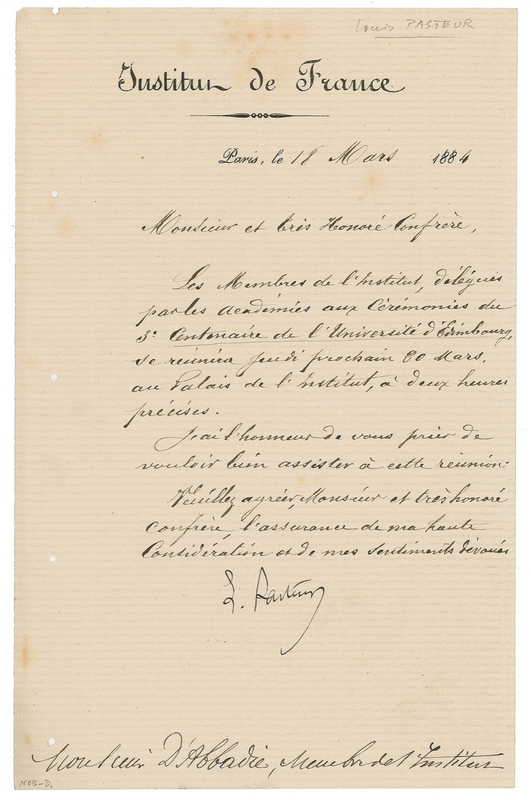 Lot 289 Louis Pasteur: Pasteur plans a 300th birthday gala