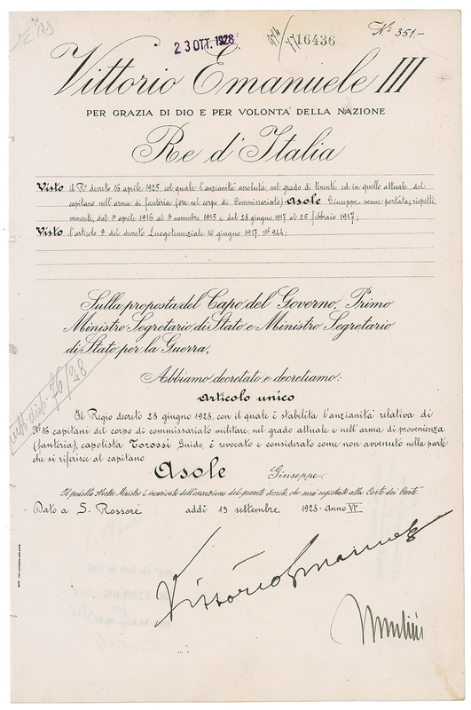 Lot 272 Benito Mussolini and Vittorio Emanuele III Signed Document