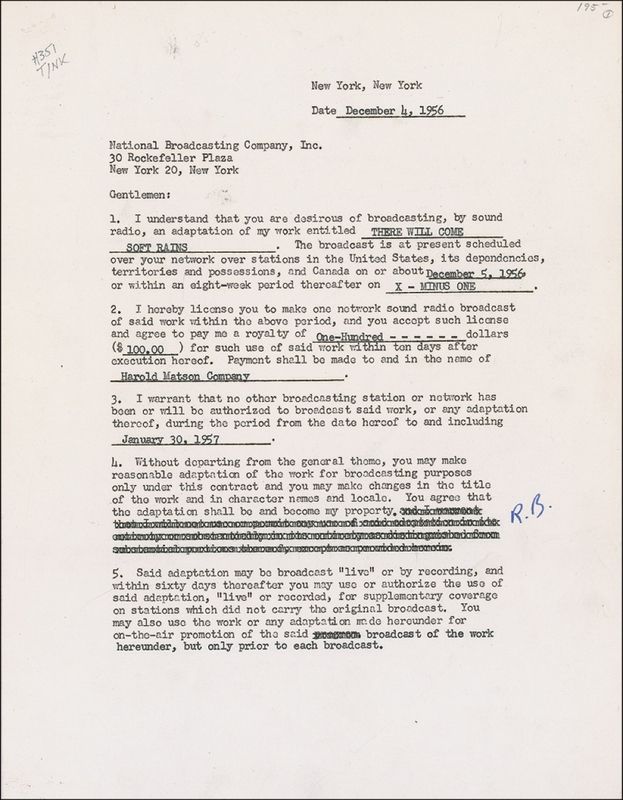 Lot 536 Ray Bradbury Signed Document