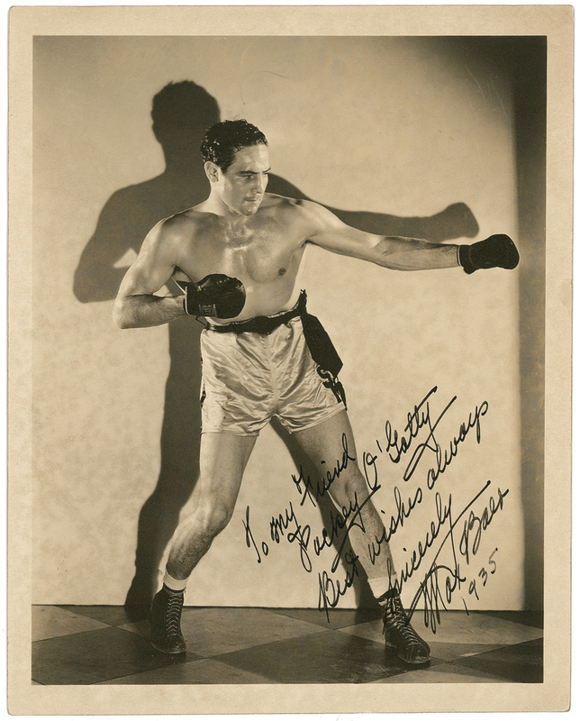 Lot 1089 Max Baer: In the year he loses to ‘The Cinderella Man’ Baer signs for a fellow pugilist