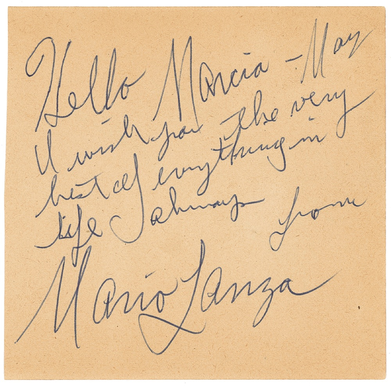 Lot 704 Mario Lanza Signature