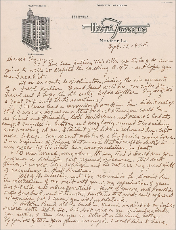 Lot 338 Claire L. Chennault: Chennault returns as conquering hero: ? I didn?t feel like a returning hero but more like a long absent member of a big family coming home?