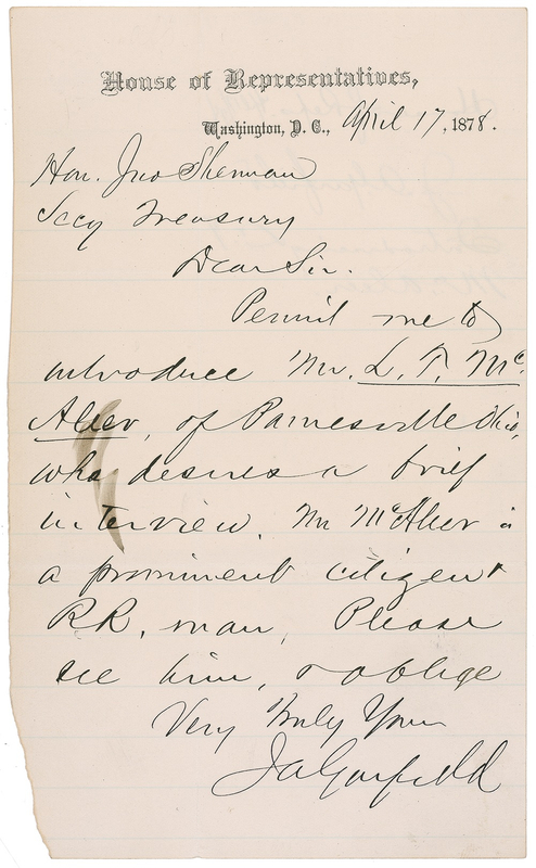 Lot 41 James A. Garfield Handwritten Letter Signed