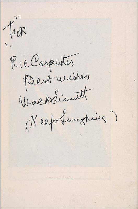 Lot 1012 Mack Sennett Book