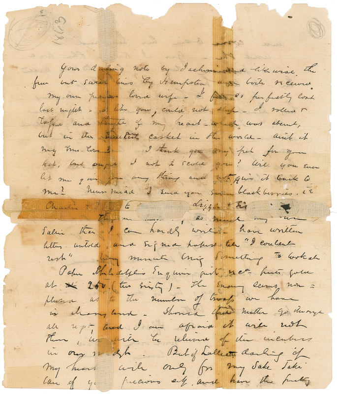 Lot 397 George E. Pickett: Pickett pines for his 15-year-old bride: ?I rolled and tossed and thought of my heart?which was absent?