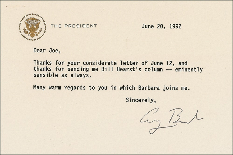 Lot 9 George Bush Typed Letter Signed