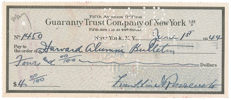 Lot 97 Franklin D. Roosevelt Check
