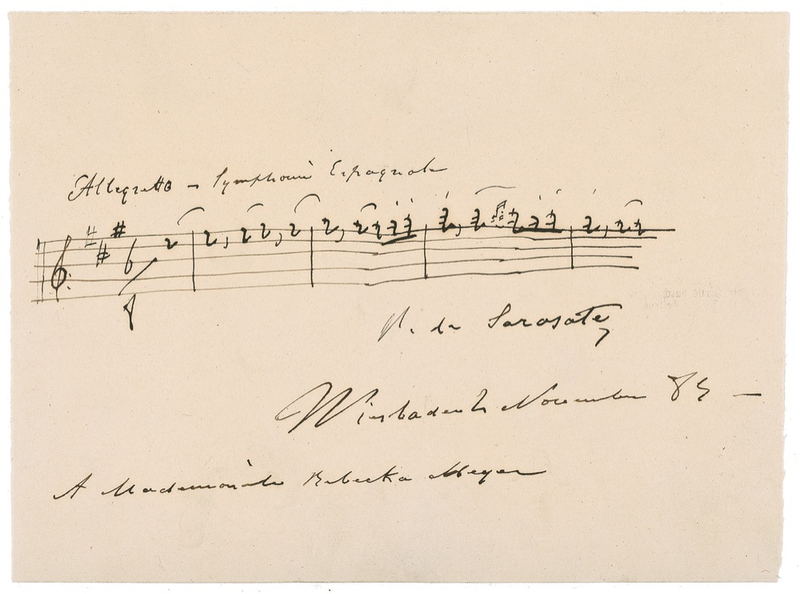 Lot 711 Pablo de Sarasate: Sarasate pens five bars from ?Spanish Symphony?