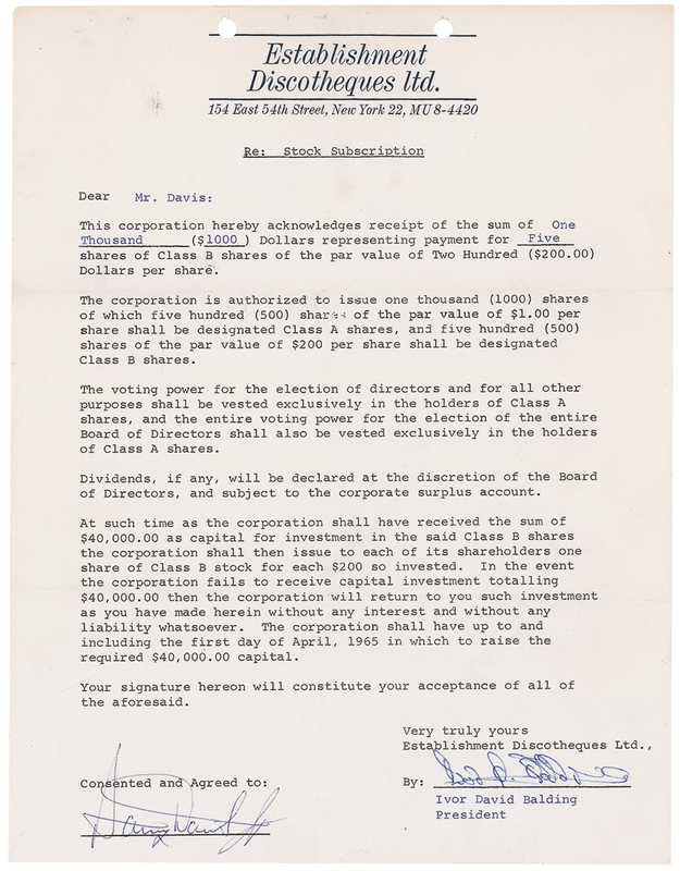 Lot 870 Sammy Davis, Jr Signed Document
