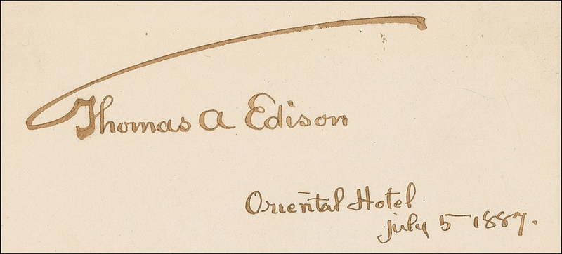 Lot 197 Thomas Edison: Desirable Edison ‘umbrella’ signature